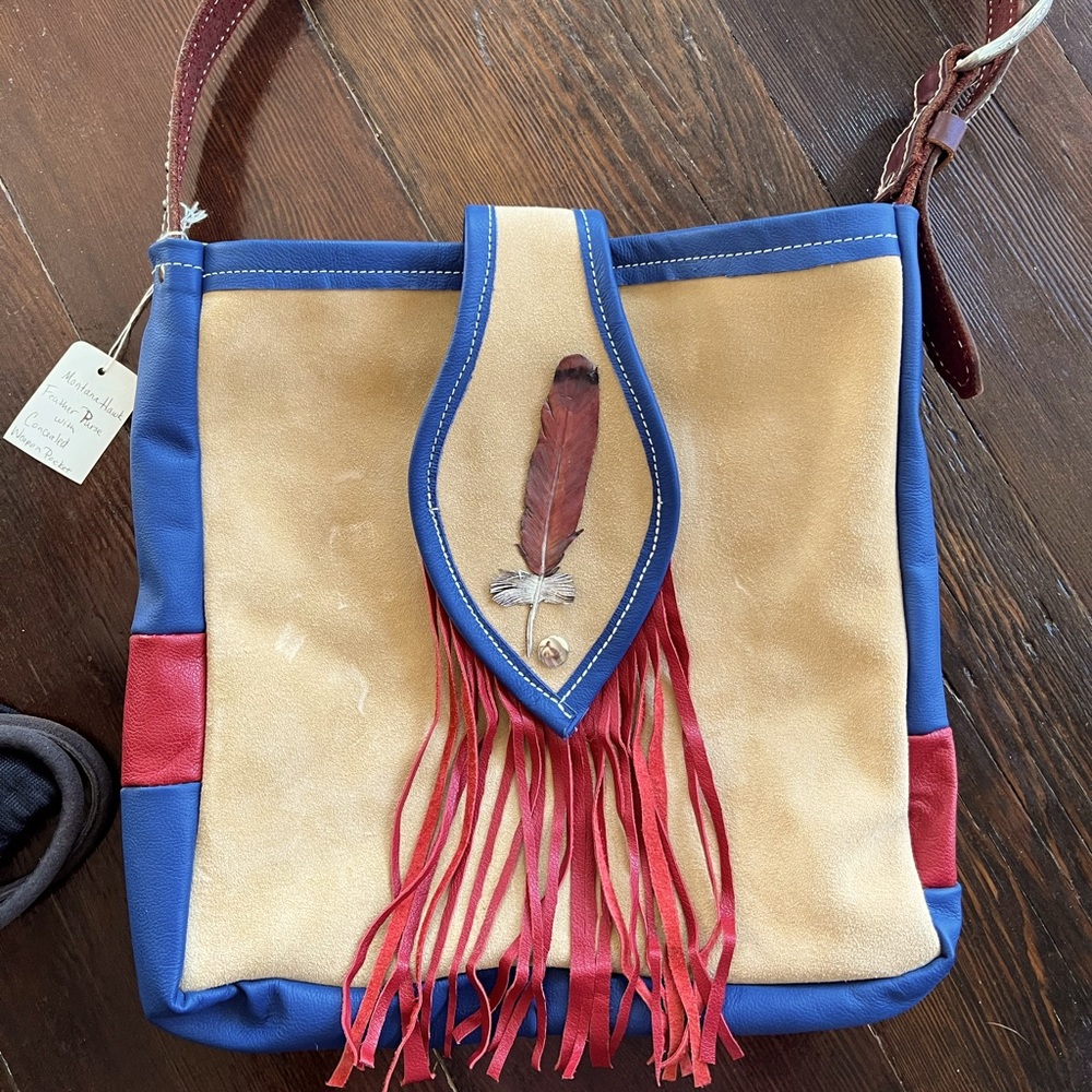 Leather & Suede purse with fringe and a conceal & carry pocket